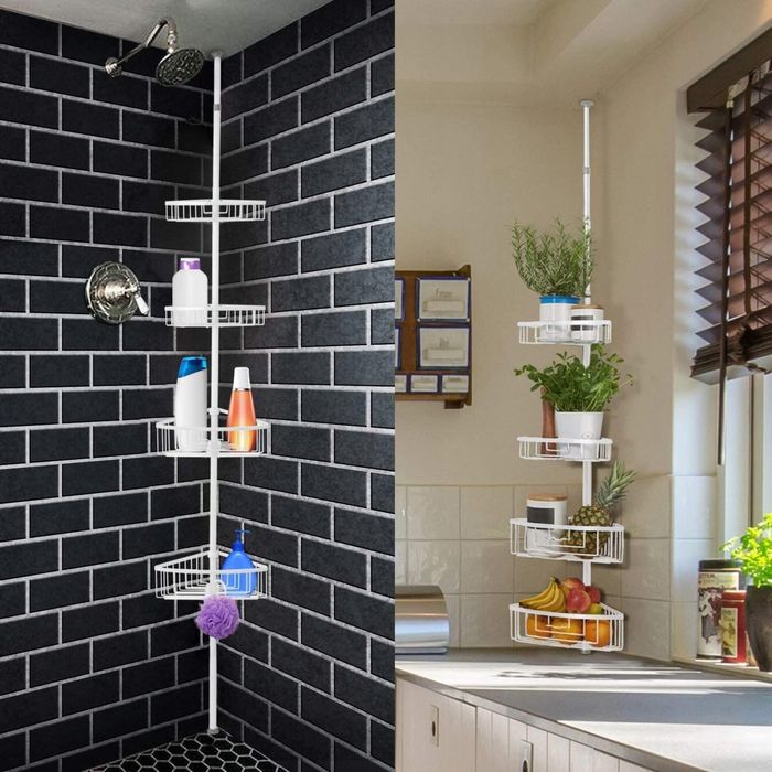 Półka Prysznicowa Teleskopowa Biała Od 76 Do 280Cm