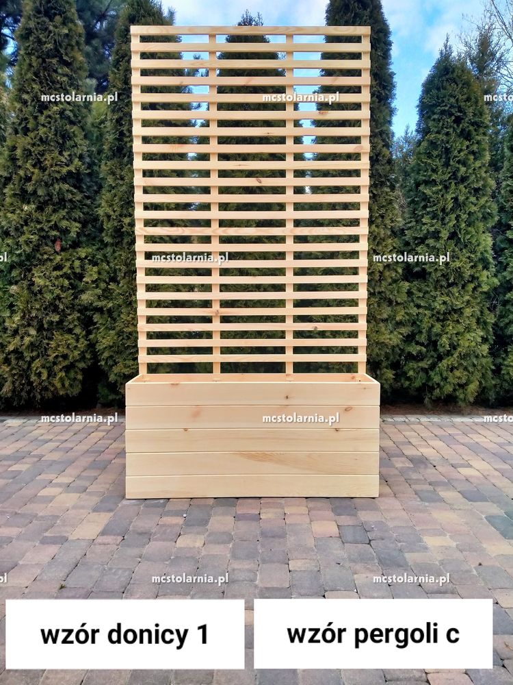 Donica z pergolą kwietnik zielnik  żaluzja pergola płot ogrodzenie
