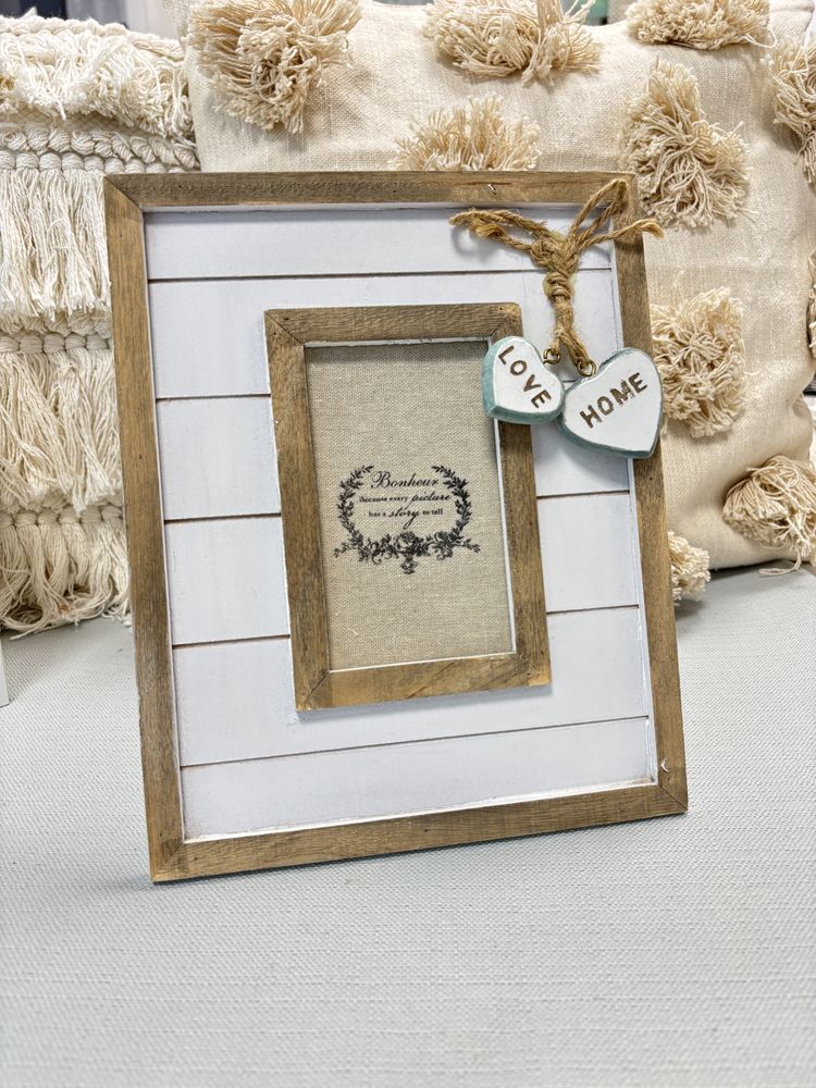 Ramka na zdjęcie 20x24cm love home boho rustykalna biała