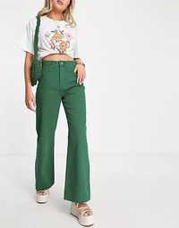 Джинси wide leg зеленого кольору прямі джинси