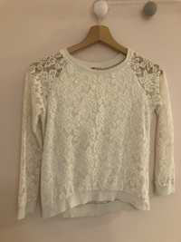 Koronkowa bluza dla dziewczynki H&M 140 cm 10-11l. biała cienka