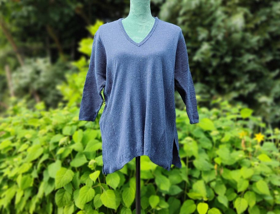 Granatowy sweter bluzka Mango S 35 M 38 oversize granat bawełna