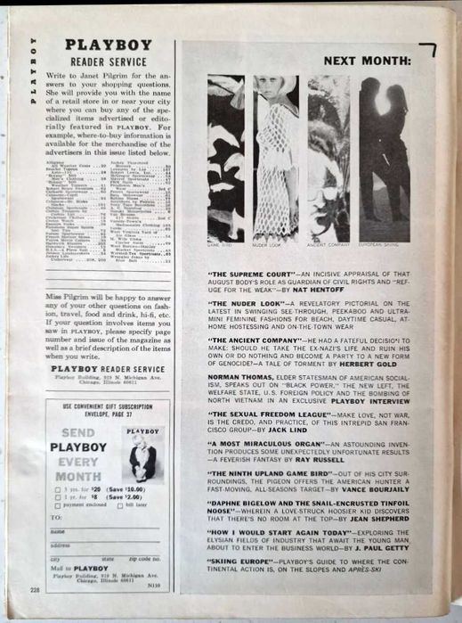 Оригінальний журнал Playboy жовтень 1966