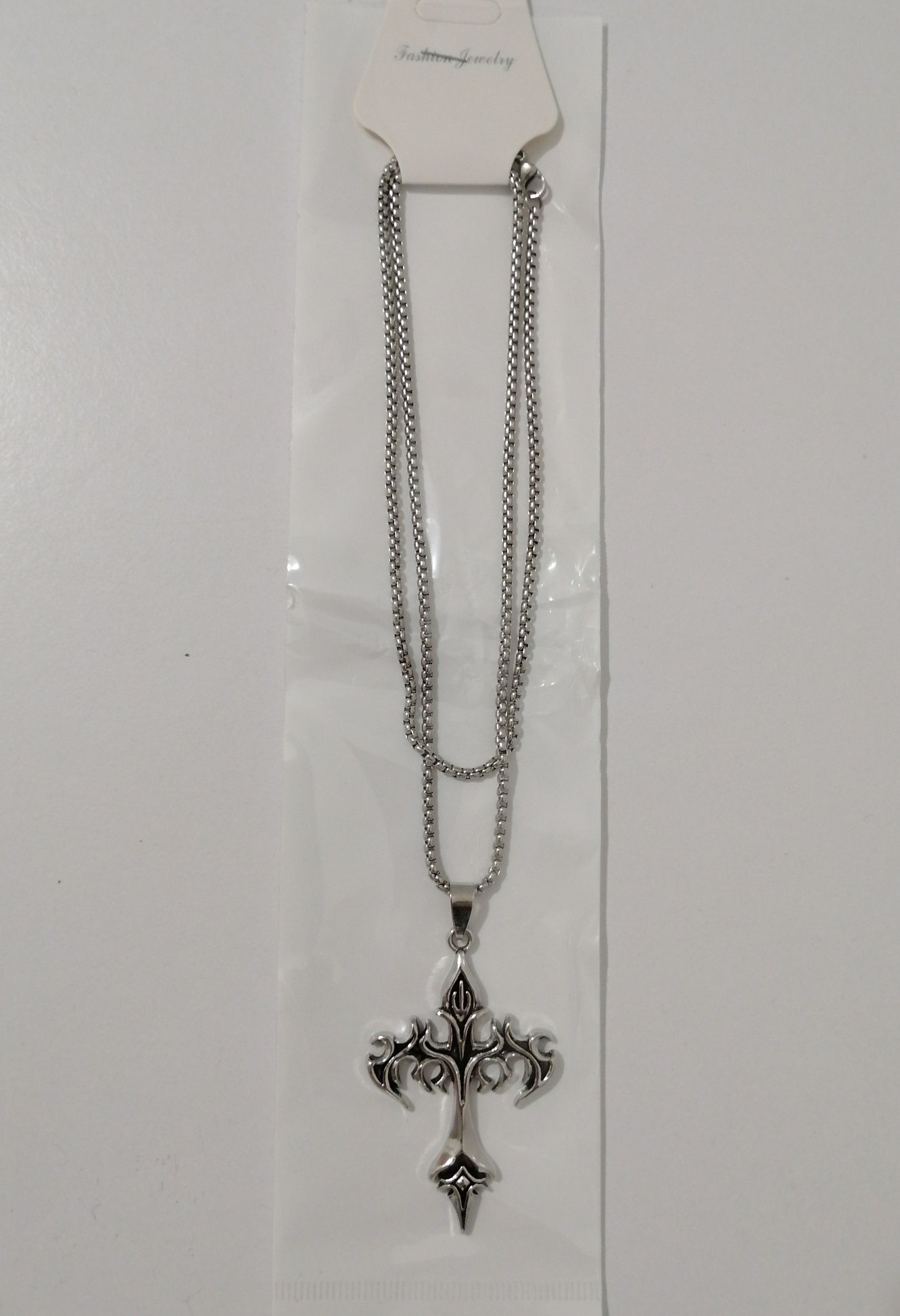 Винтажное ожерелье подвеска крест с пламенем в стиле панк готика