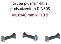 Śruba płużna 4-kt. z podsadzeniem DIN608 M10x40 mm kl. 10.9