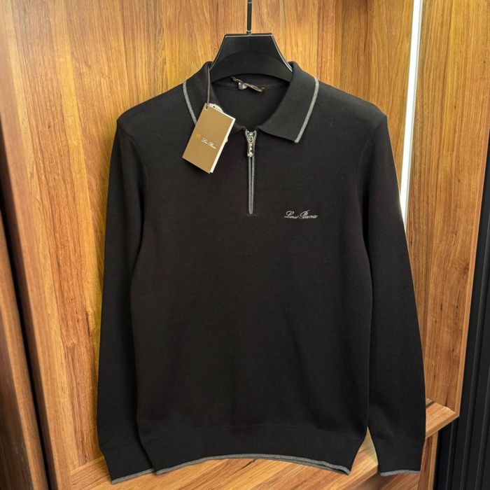 Лонгслив на блискавці Loro Piana чорний лонгслив лоро піана чоловічий