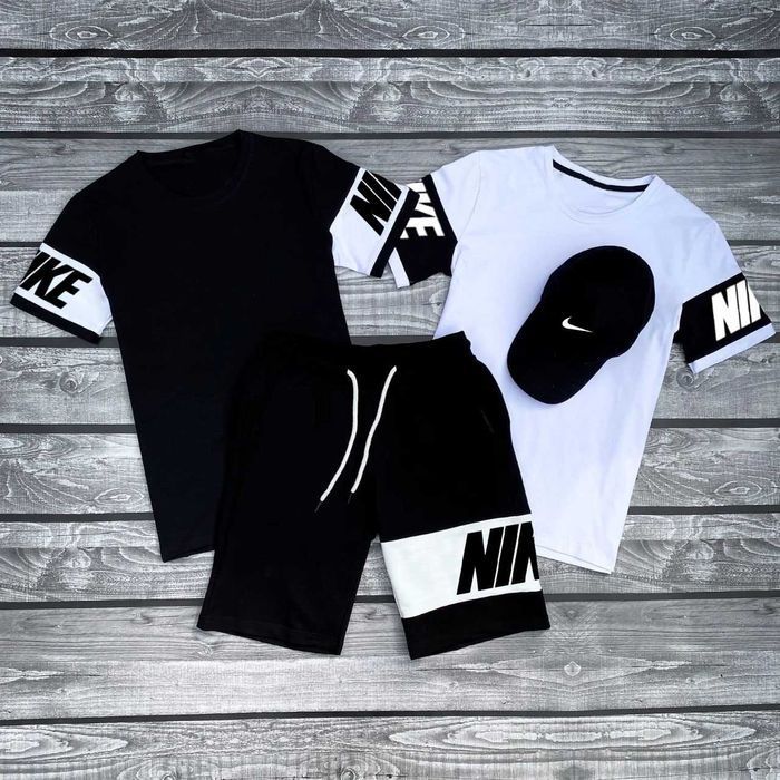 Літній спортивний костюм Nike футболка + шорти Найк кепка