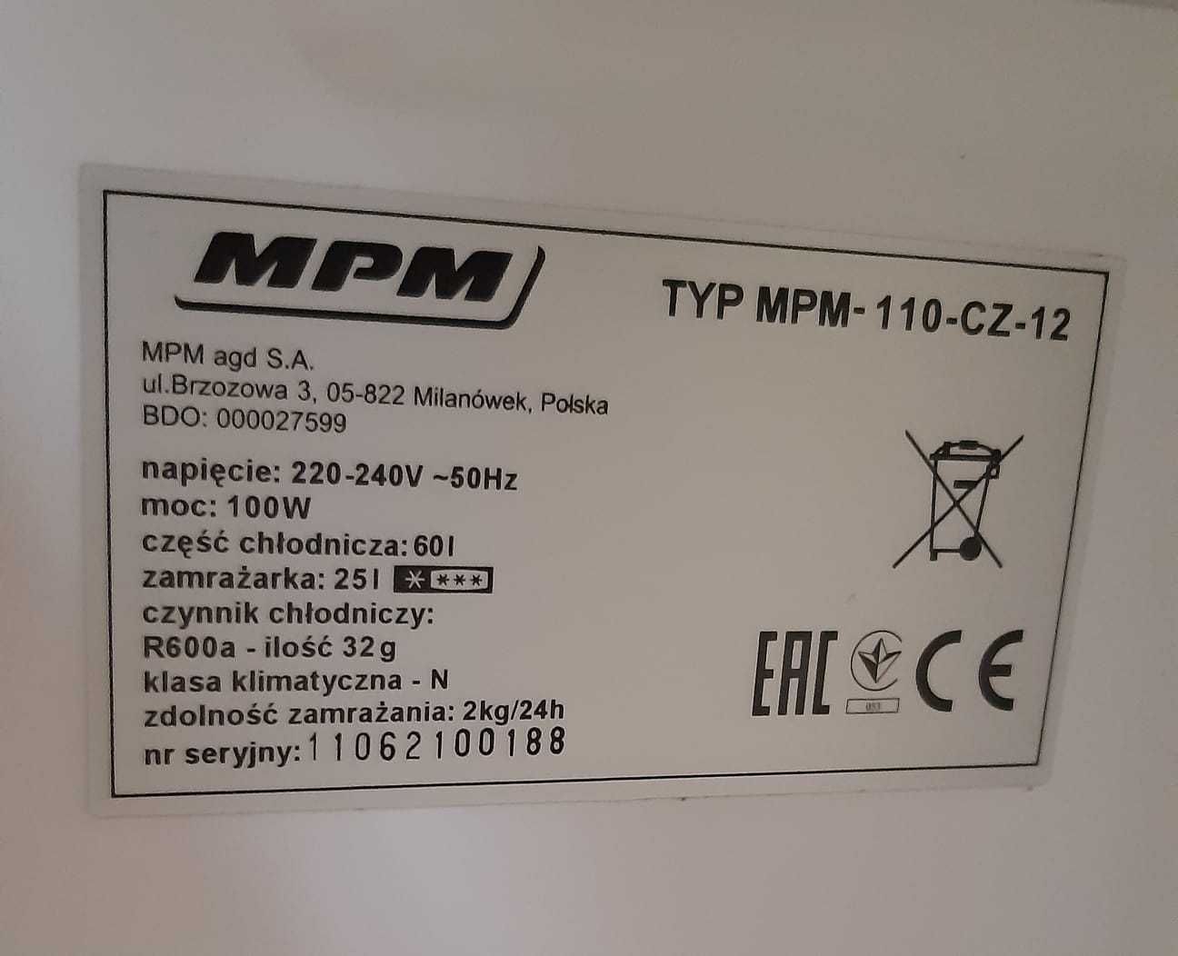 Lodówka MPM (mała) - idealna do biura i na działkę