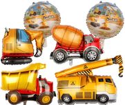 Duże balony pojazdy budowlane 82cm koparka dźwig betoniarka 4 szt.