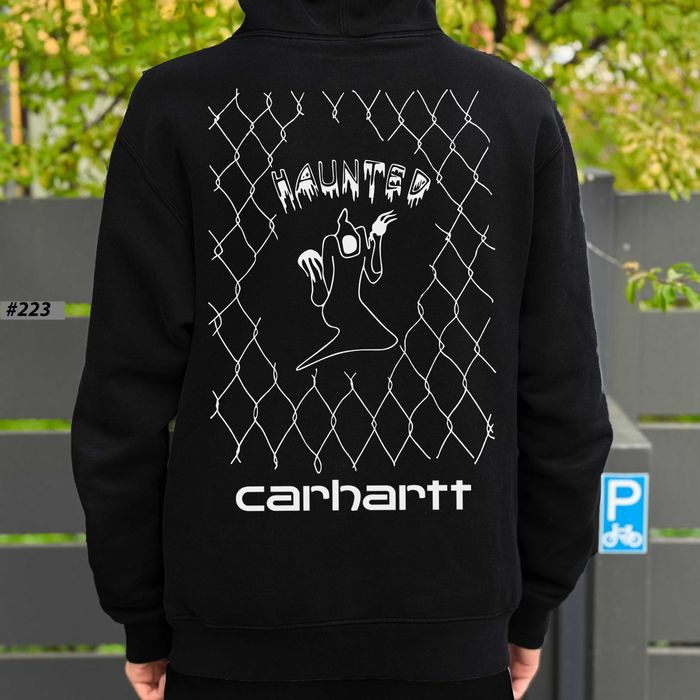 Худи Carhartt HAUNTED Черное | Зипка Кофта Кархарт | Биг Лого Принт