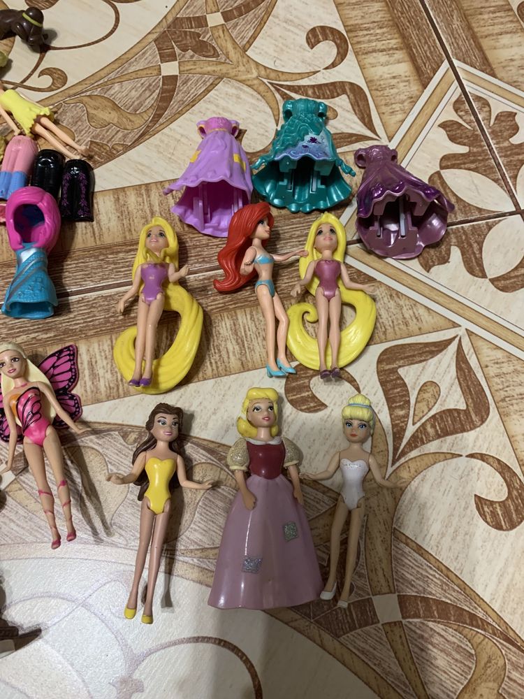 Куколки Polly Pocket,принцессы Disney,машинки