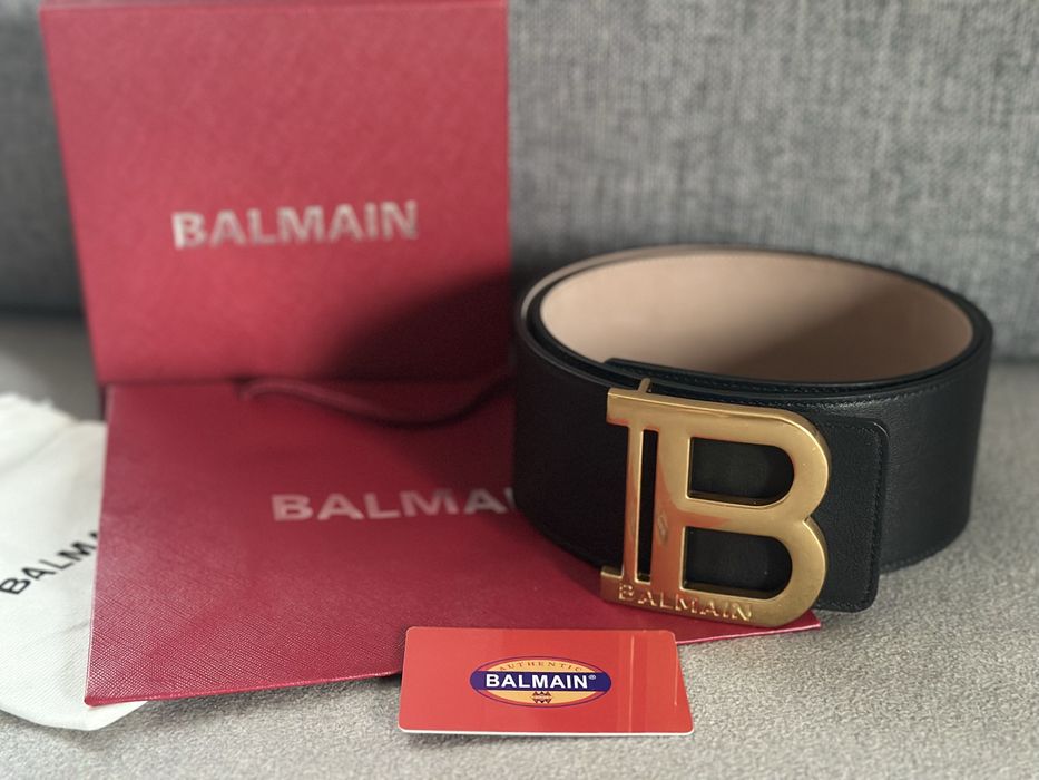 Balmain B- Pasek skórzany czarny B-BELT 95cm Nowy
