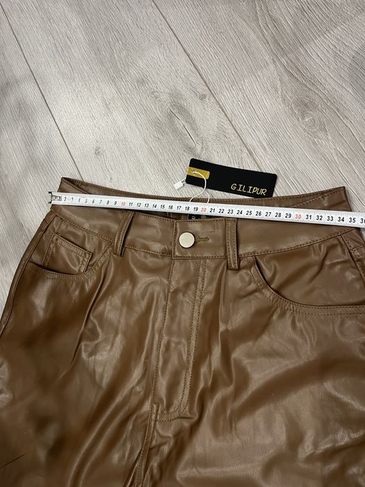 Шкіряні штани нові коричневі висока посадка
