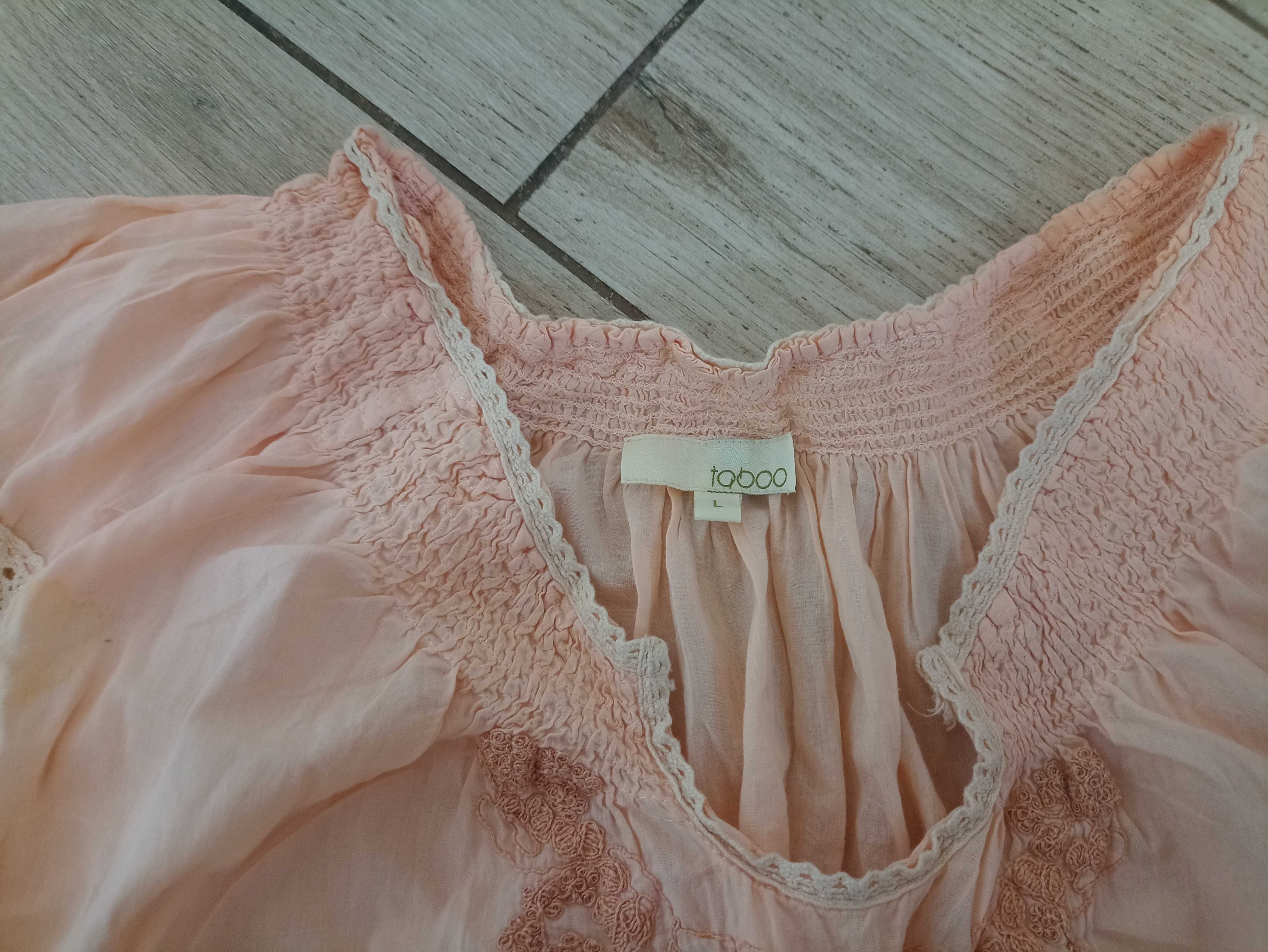 Brzoskwiniowa, letnia  Taboo, hafty bufki  śliczna kobieca, XL
