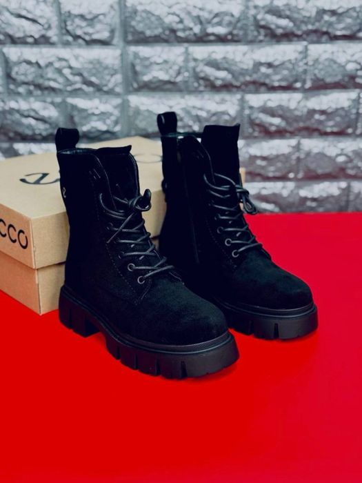 Ботинки ECCO замшевые зимние / недорогие женские ботинки купить зима