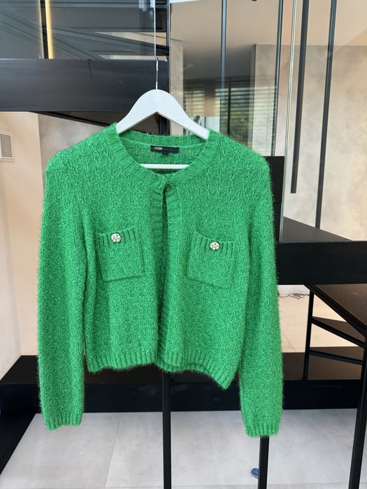 Кардиган MAJE короткий, зелений святковий