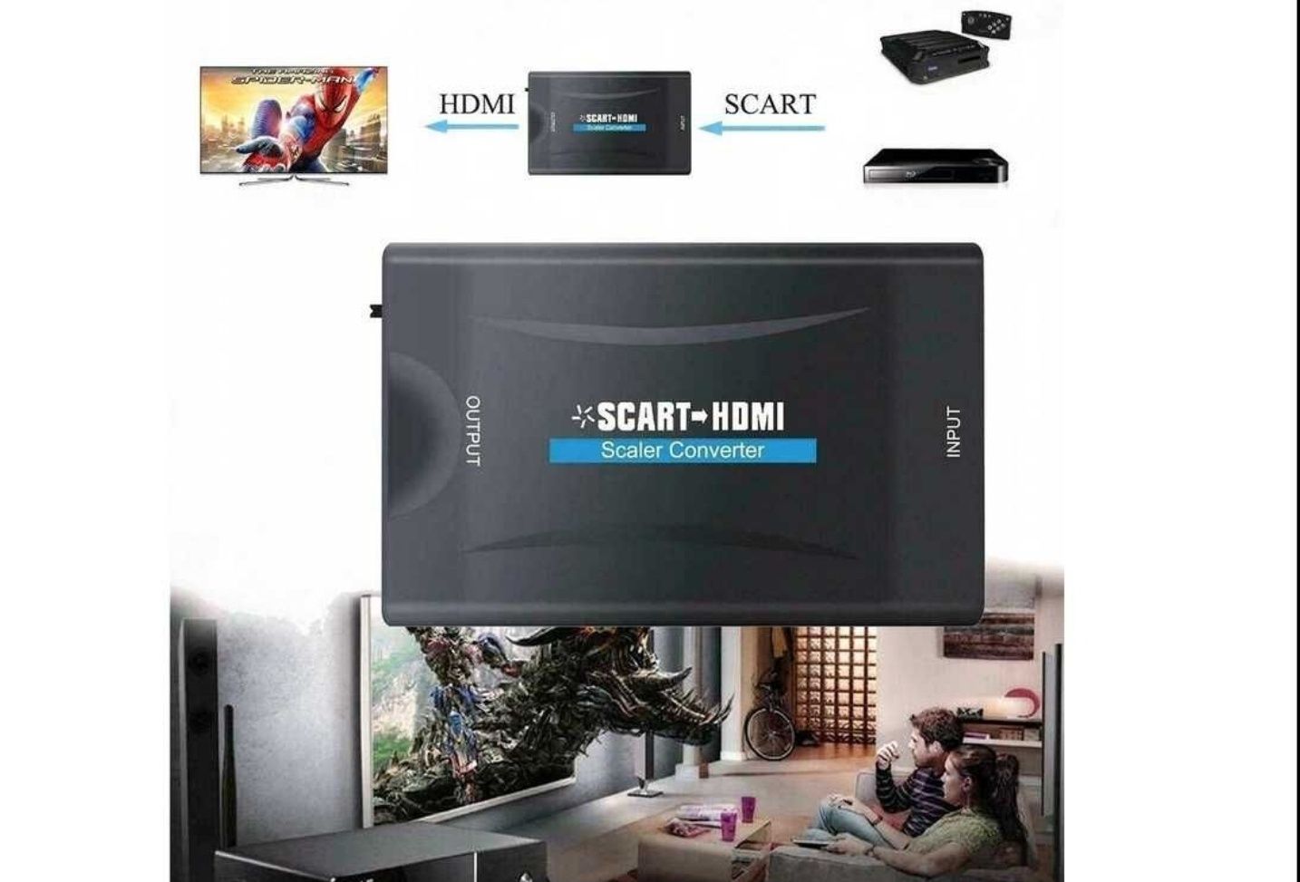 Adapter Konwerter SCART DO NA HDMI AV Euro Full HD
