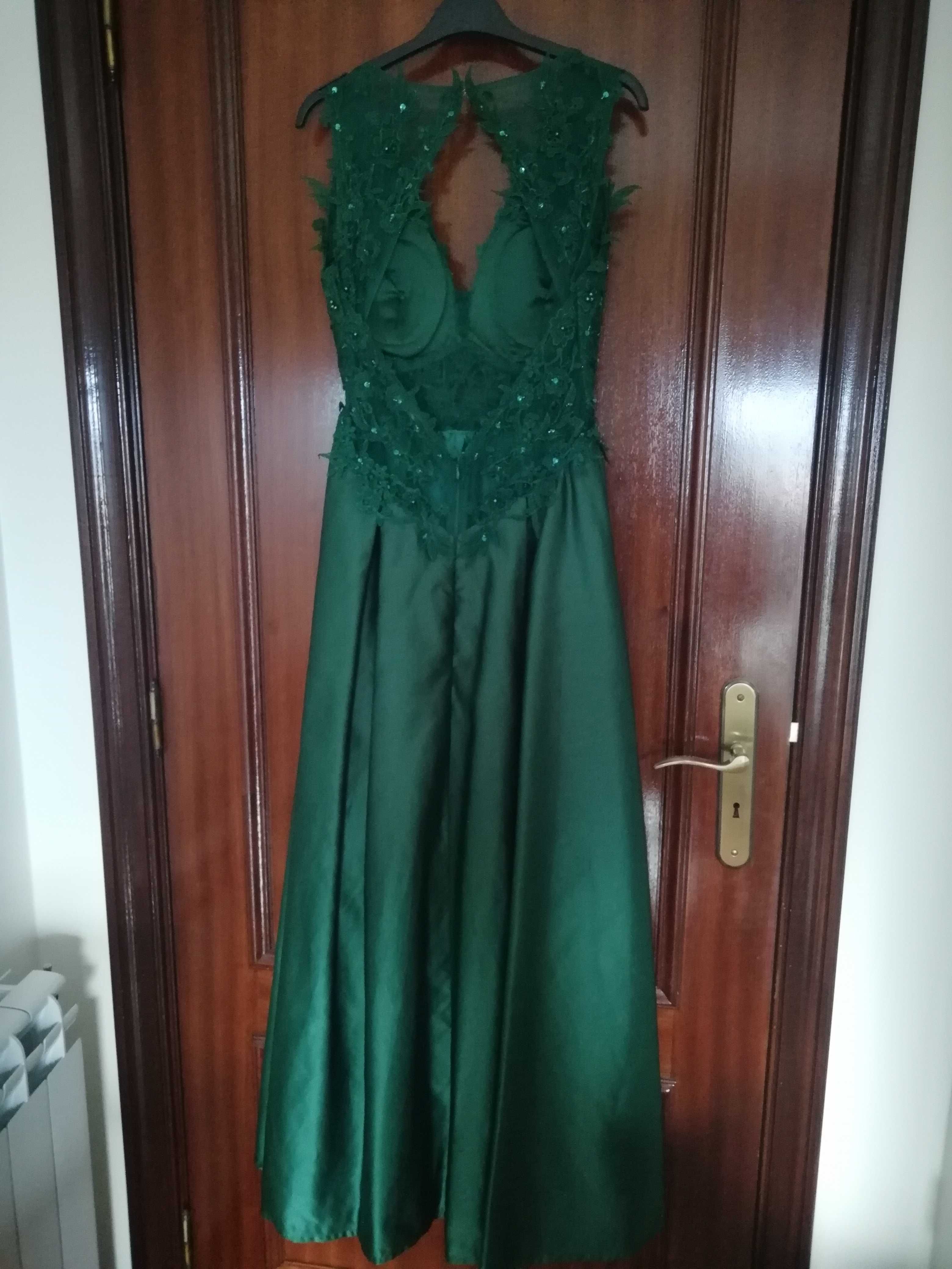 Vestido de gala verde escuro como novo