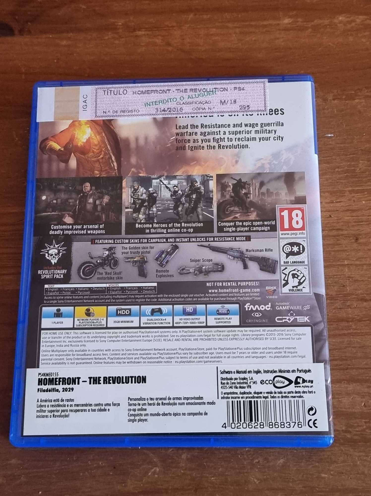 Homefront - The Revolution - Jogo PS4 (c/ Selo IGAC)