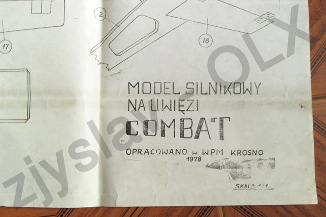 Oryginalne plany modelarskie modelu na uwięzi Combat
