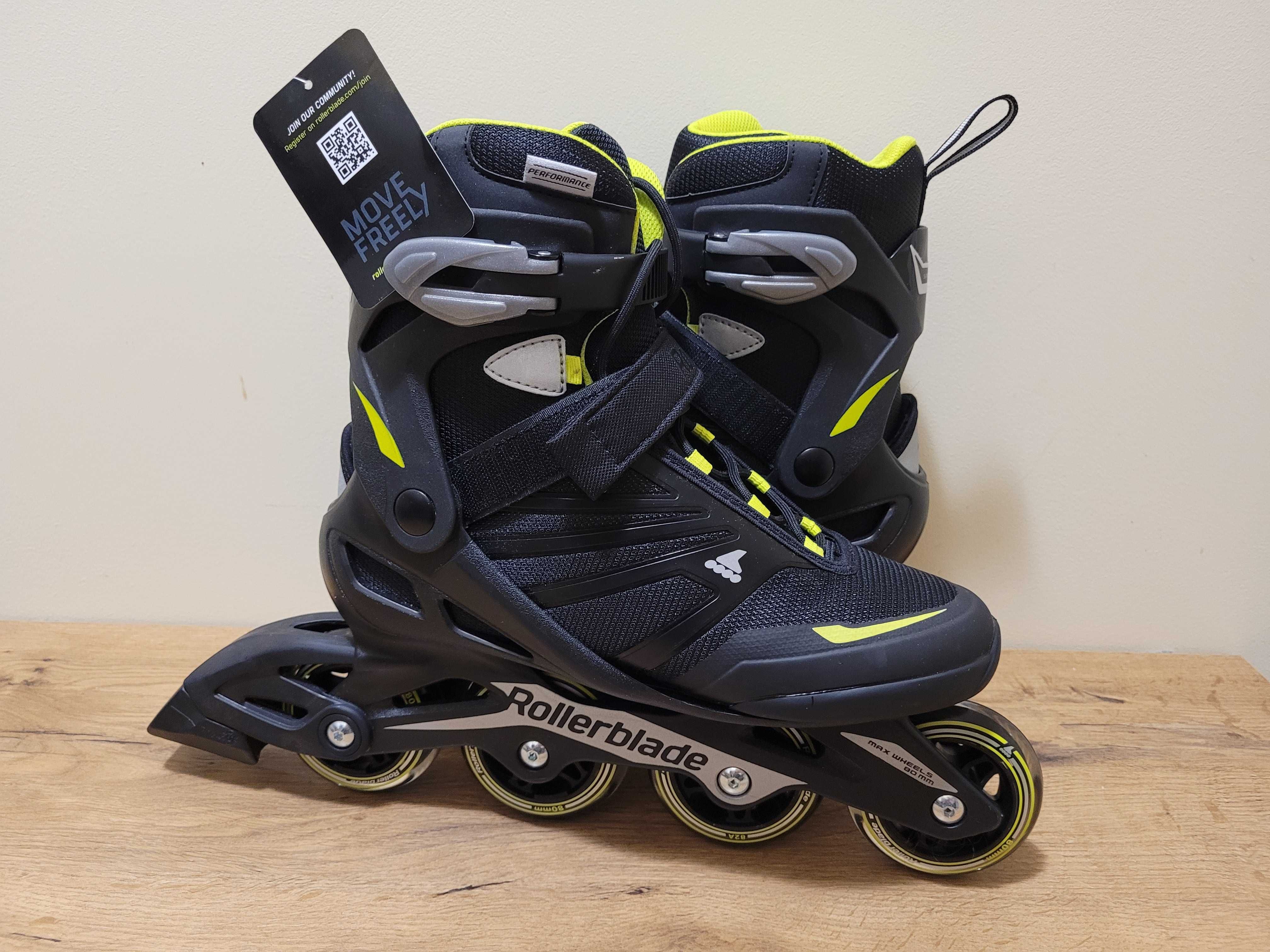 Nowe rolki ROLKI ROLLERBLADE SPIRITBLADE 80 BLACK 40.5 z ochraniaczami