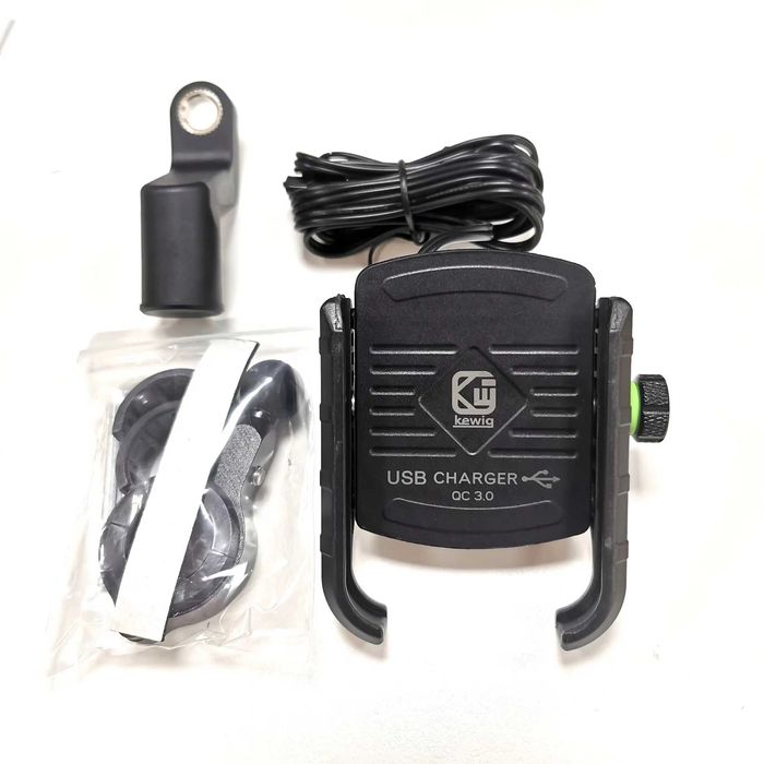 Suporte de Telemóvel para Moto com Carregador Rápido USB 3.0