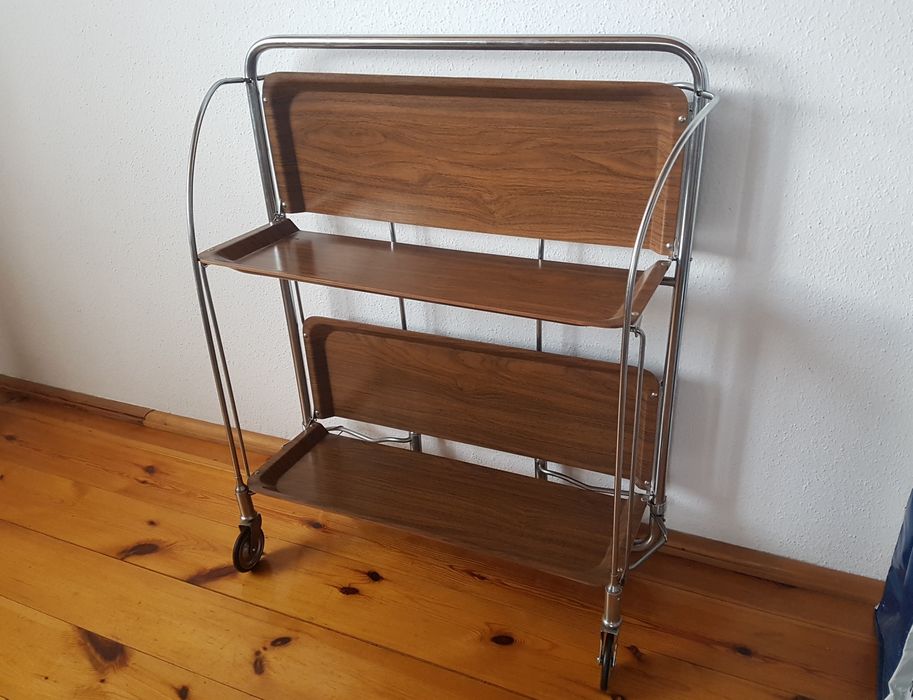 Składany barek stolik na kółkach Desing PRL