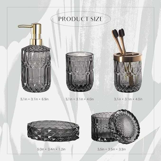 Luksusowy zestaw łazienkowy EMPO 5-częściowy, szkło hartowane