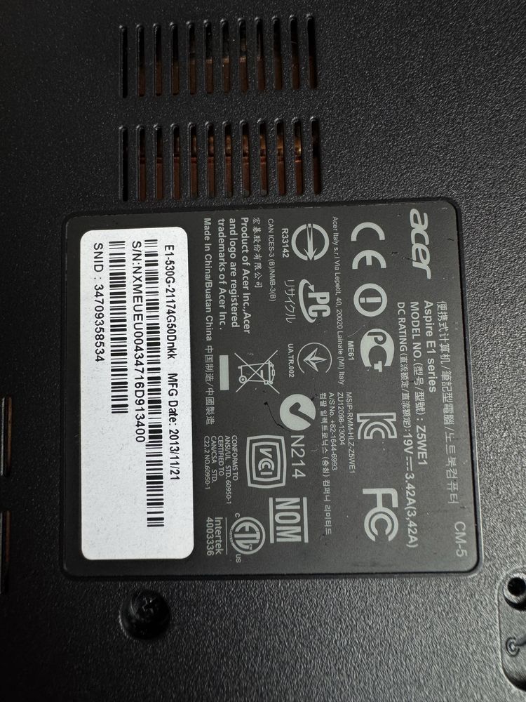 Laptop acer aspire e1 z5we1