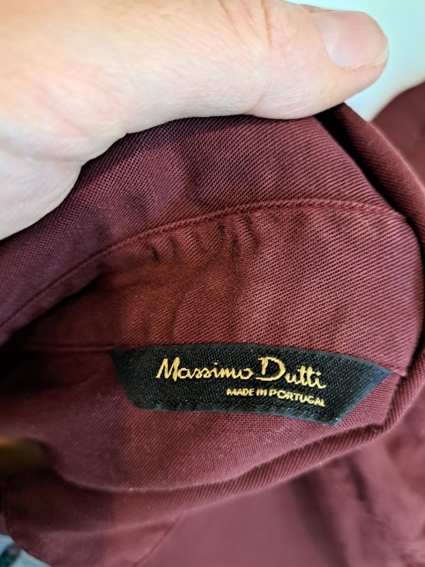 Bordowa taliowana koszula damska Massimo Dutti