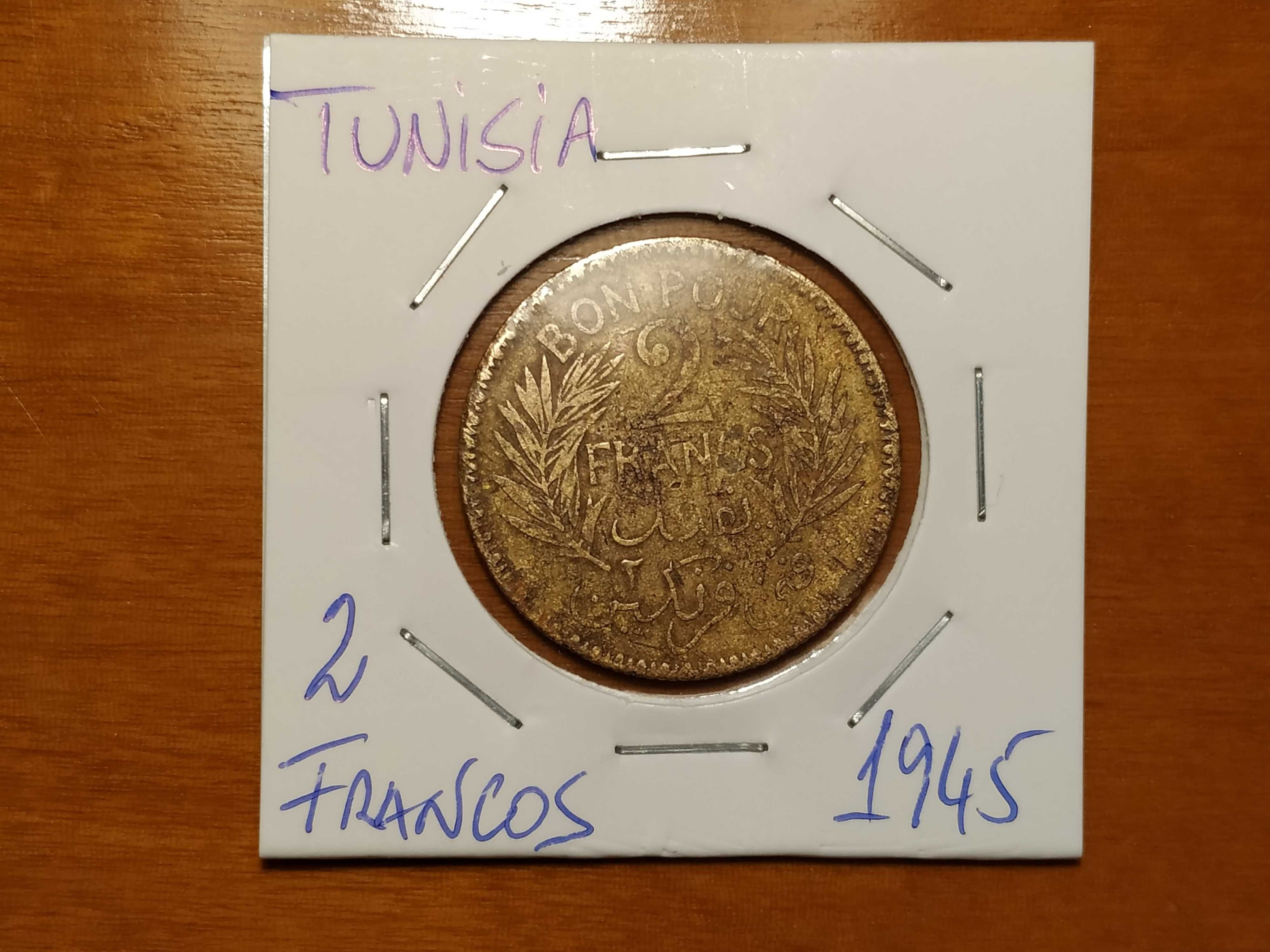 Tunísia - moeda de 2 francos de 1945