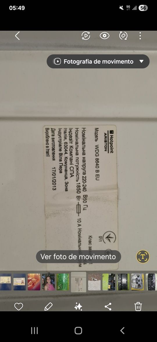 Maquina de lavar e secar Ariston 8640B P/ Peças