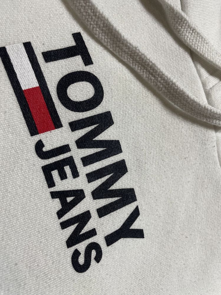 Мужская Кофта Худи Tommy Hilfiger Jeans Белая С Большим Лого S-M