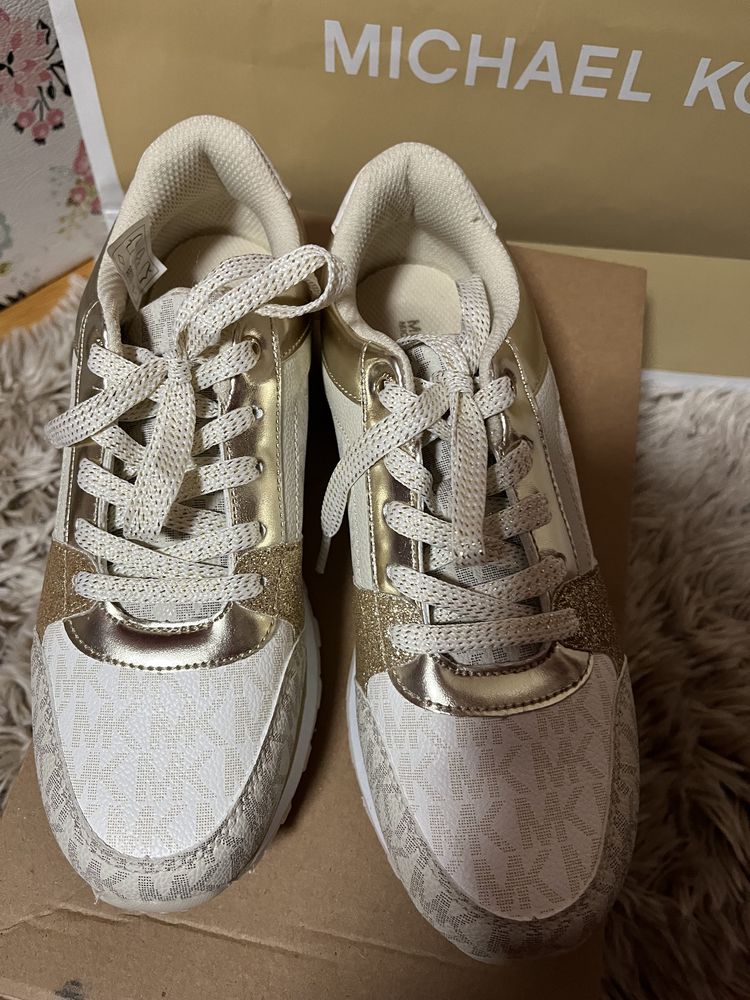 Michael Kors sneakersy billie Jogger złote logowane wysokie r. 36
