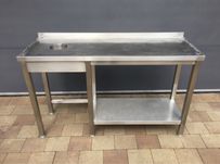 Stół gastronomiczny Dora Metal 140x50 z otworem na odpadki i półką