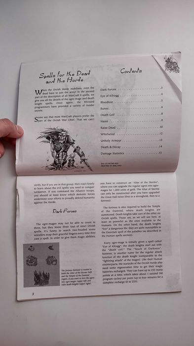 Warcraft II The Orcish/human spells PC sama instrukcja po angielsku