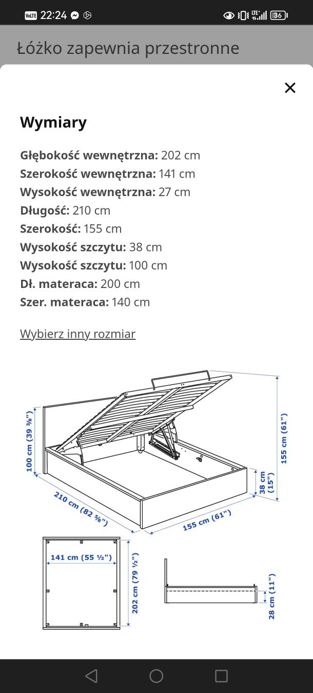 MALM  ikea łóżko rama 140x200