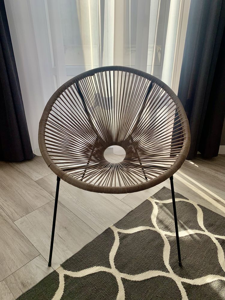 Krzesło uniwerslane indoor outdoor balkonowe ogrodowe plecione brązowe