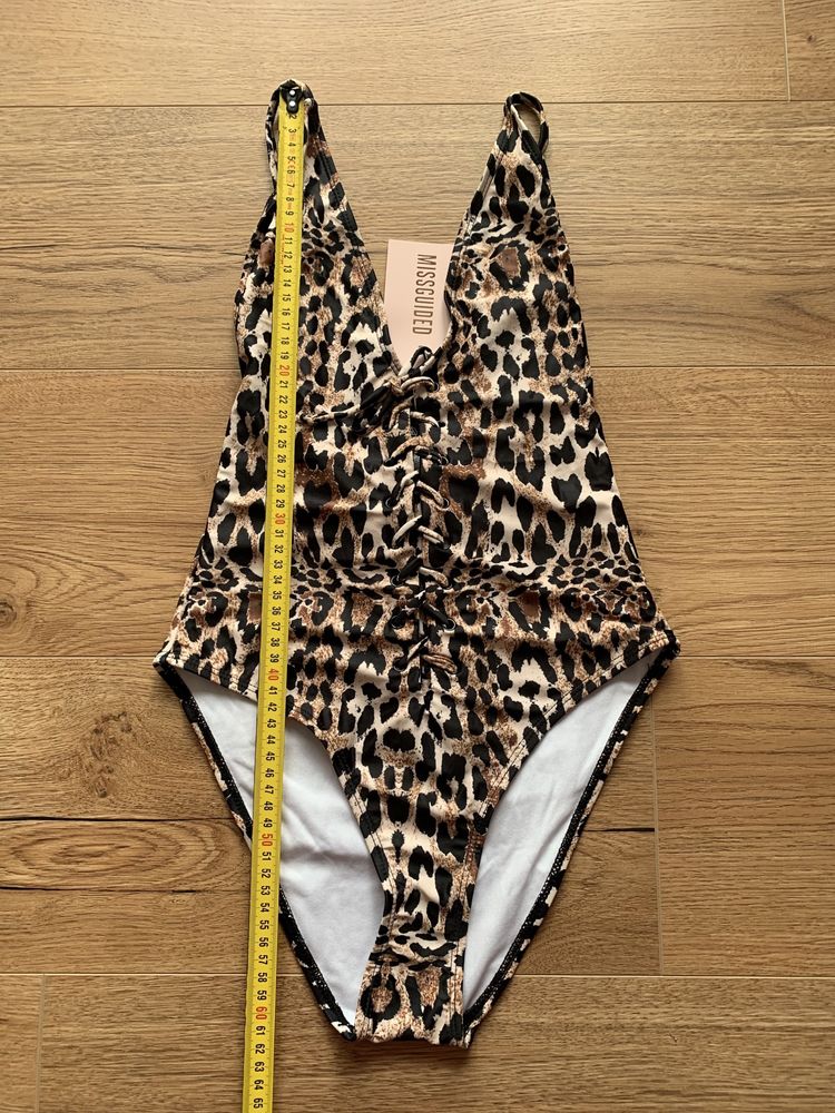 Missguided elegancki jednoczęściowy strój kąpielowy panterka XS 34