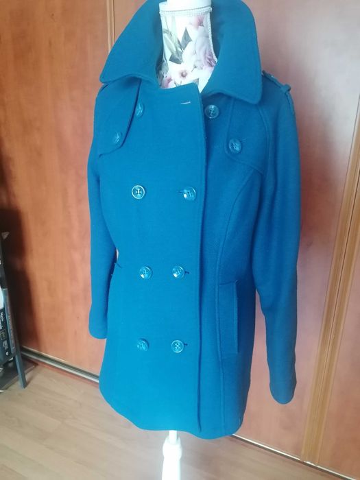Elegancki turkusowy krótki płaszcz kurtka zimowa Debenhams 44