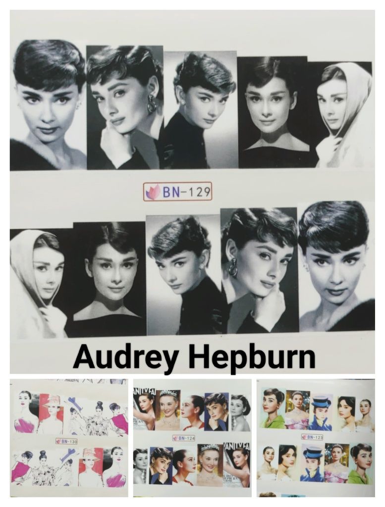 120 naklejek na paznokcie Audrey Hepburn