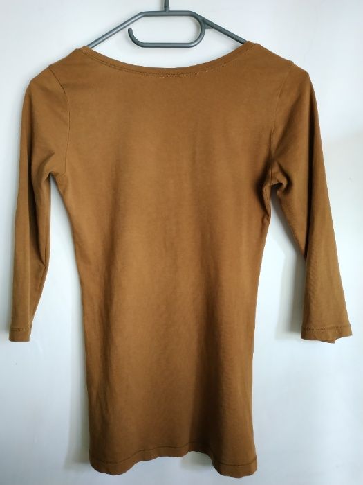 Camisola top castanho com bordado