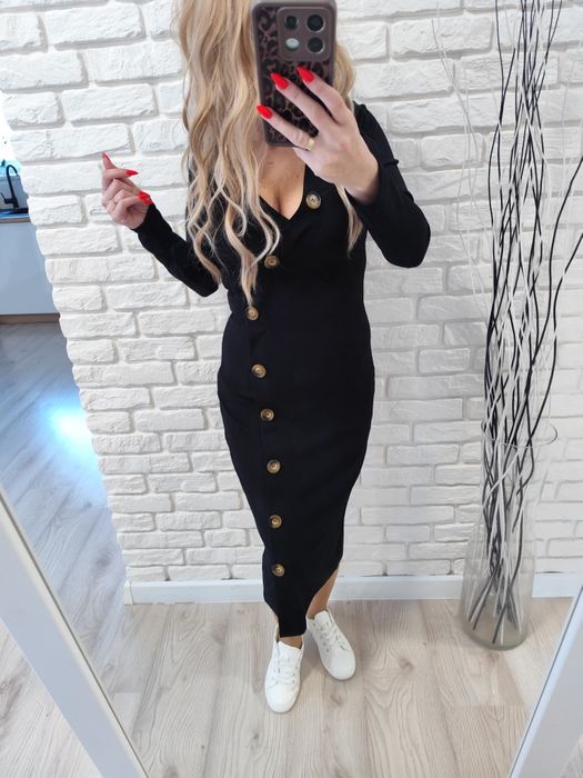 Czarna sukienka midi rozmiar S
