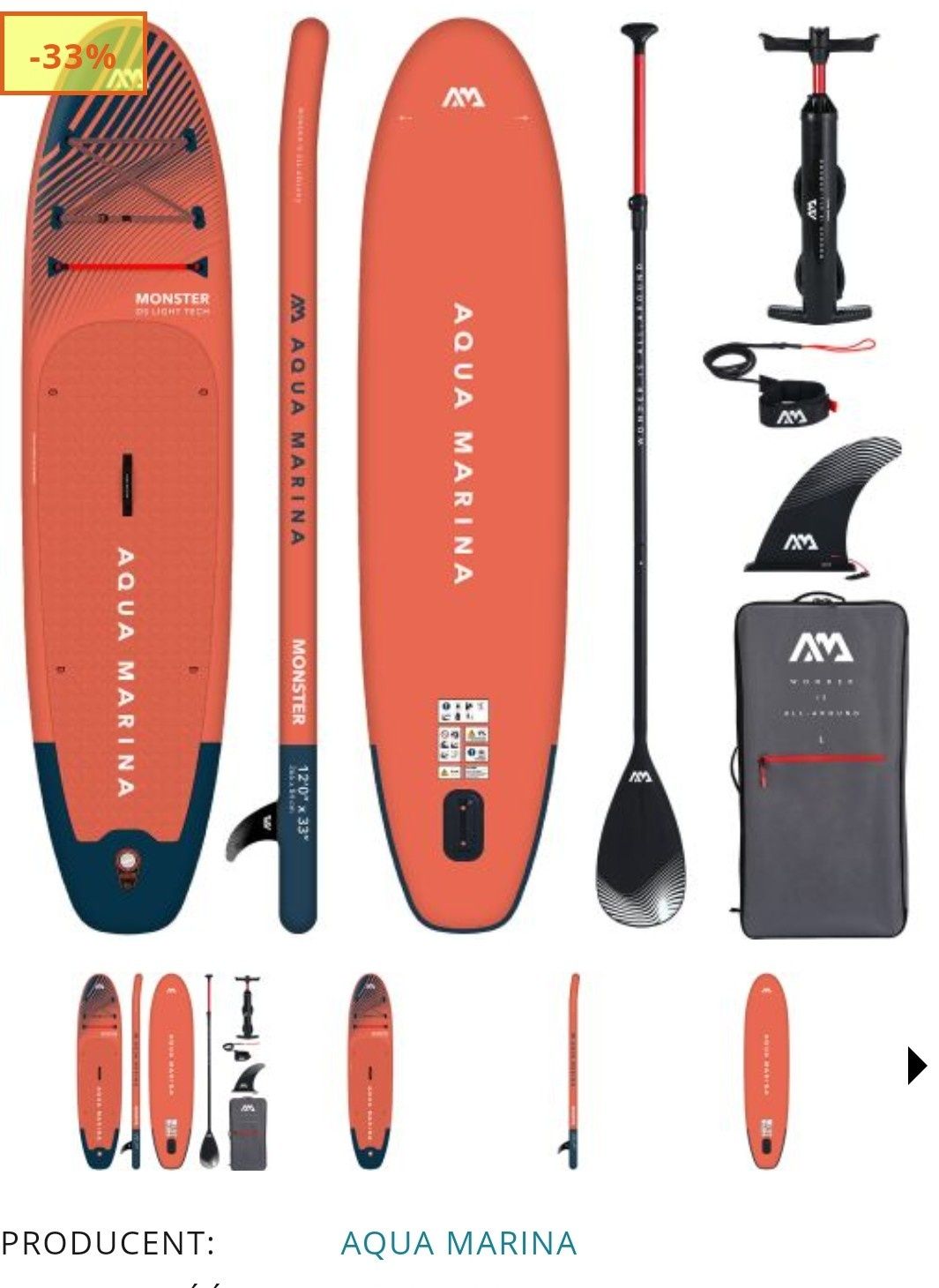 SUP AQUA MARINA MONSTER 366cm 12' wyprzedaż do wyczerpania najtaniej w