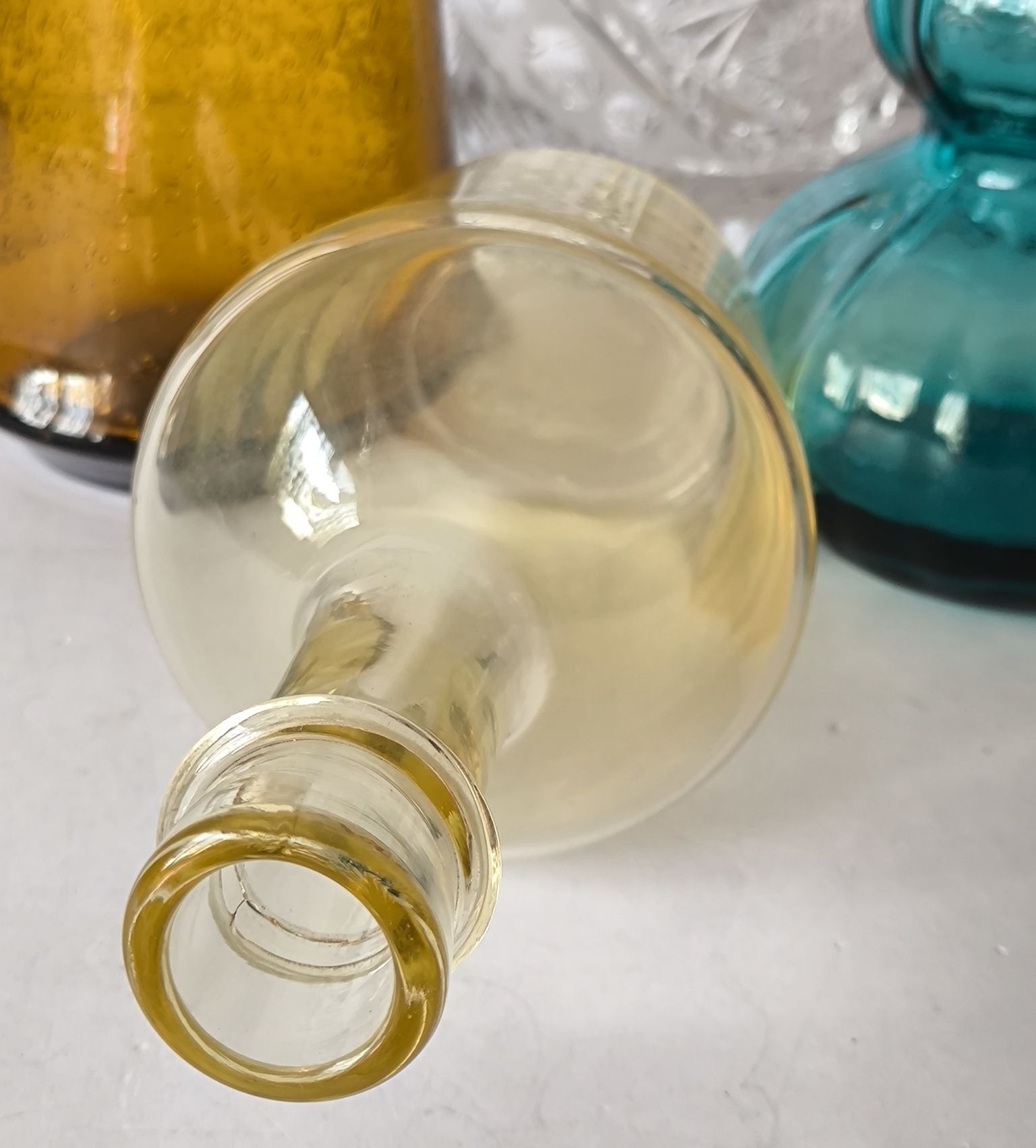 Piękne stare kolorowe szkło kolekcje vintage butla wazon Łysa Góra