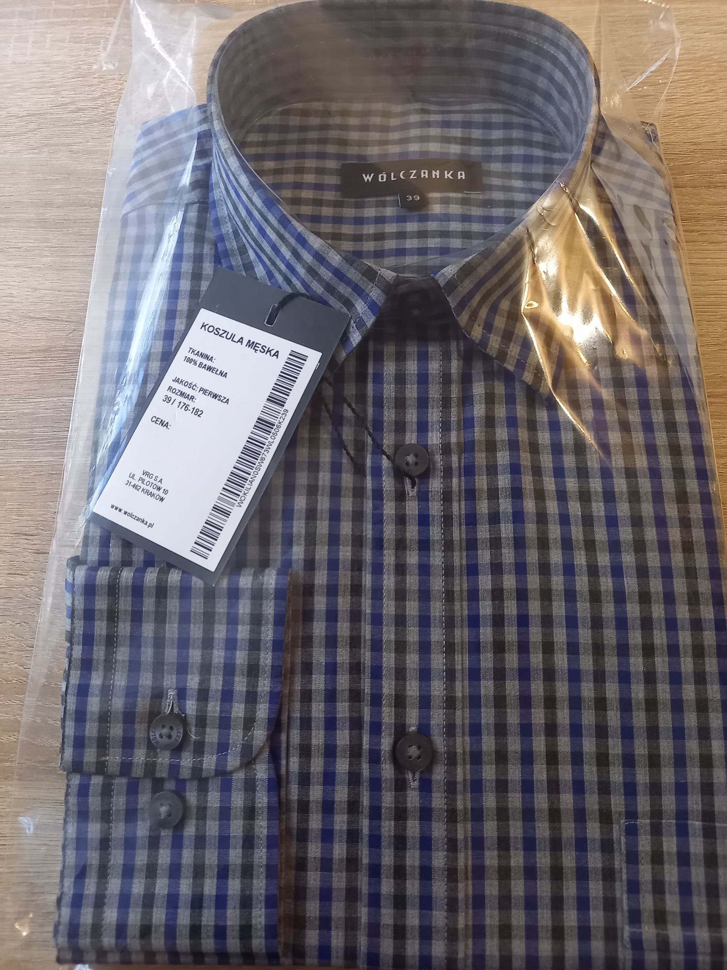 Nowa męska koszula WÓLCZANKA w kratkę, modny wzór,elegancka i sportowa