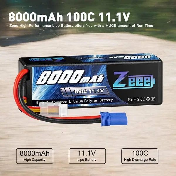 Комплект з 2 акумуляторів Zeee 11.1V 8000mAh 3S Lipo100C з роз’ємомEC5