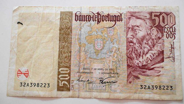 Nota de 500 escudos de Portugal, vendo por 10 euros.