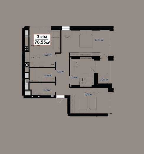 Продається 3 кімн квартира 76,55 кв.м. в ЖК LAKE PARK