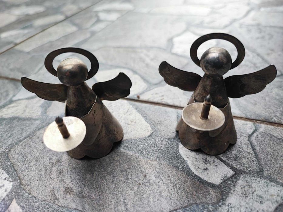 Platerowane gasidełko do świeczki,aniołek,vintage,cena za 1 sztukę